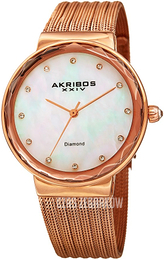 Akribos XXIV Diamond Biały/Stal w kolorze różowego złota Ø36 mm AK1009RG