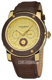 Akribos XXIV Multi-Function Żółte złoto/Skóra Ø43 mm AK560BR