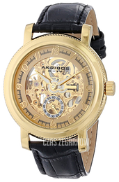 Akribos XXIV Retro Żółte złoto/Skóra Ø42.5 mm AK634YG