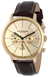 Akribos XXIV Multi-Function Żółte złoto/Skóra Ø42 mm AK647YG