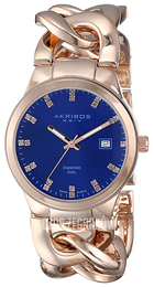 Akribos XXIV Diamond Niebieski/Stal w kolorze różowego złota Ø38 mm AK759RGB