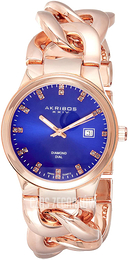 Akribos XXIV Diamond Niebieski/Stal w kolorze różowego złota Ø38 mm AK759RGBU