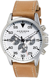 Akribos XXIV Biały/Skóra Ø44 mm AK773SSBR
