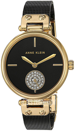 Anne Klein Crystal Czarny/Stal w odcieniu złota Ø34 mm AK/3001BKBK