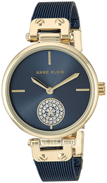 Anne Klein Crystal Niebieski/Stal w odcieniu złota Ø34 mm AK/3001GPBL