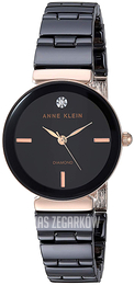 Anne Klein Diamond Czarny/Stal w kolorze różowego złota Ø28 mm AK/3392BKRG