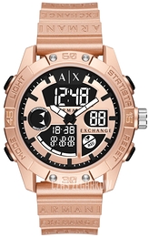 Armani Exchange D-Bolt Różowe złoto/Guma Ø46 mm AX2967