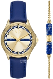 Armani Exchange Lady Hampton Zloty/Skóra Ø36 mm AX7135SET