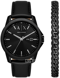 Armani Exchange Banks Czarny/Skóra Ø44 mm AX7147SET
