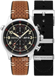 AVI-8 Hawker Hunter Czarny/Skóra Ø44 mm AV-4080-RBL01