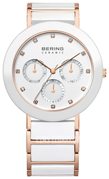 Bering Ceramic Biały/Stal w kolorze różowego złota Ø38 mm 11438-766