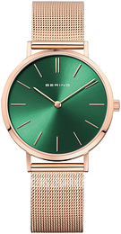 Bering Classic Zielony/Stal w kolorze różowego złota Ø34 mm 14134-368