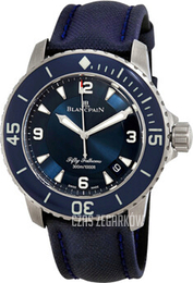 Blancpain Fifty Fathoms Niebieski/Skóra Ø45 mm 5015-12B40-O52A