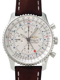 Breitling Navitimer World Srebrny/Skóra Ø46 mm A2432212-G571-443X-A20BA.1