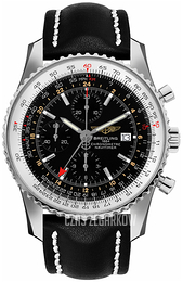 Breitling Navitimer World Czarny/Skóra Ø46 mm A24322121B1X1
