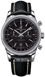 Breitling Transocean Chronograph Czarny/Skóra Ø38 mm A4131053-BC06-218X-A18BA.1