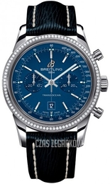 Breitling Transocean Chronograph Niebieski/Skóra Ø38 mm A4131053-C862-220X-A18BA.1