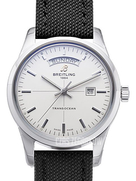 Breitling Transocean Day & Date Srebrny/Tkanina Ø43 mm A4531012-G751-103W-A20BA.1