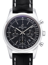 Breitling Transocean Chronograph Czarny/Skóra Ø43 mm AB015212-BA99-743P-A20BA.1
