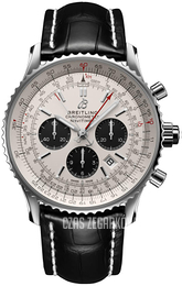 Breitling Navitimer Rattrapante Srebrny/Skóra Ø45 mm AB0310211G1P1