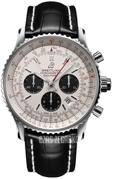 Breitling Navitimer Rattrapante Srebrny/Skóra Ø45 mm AB0310211G1P2