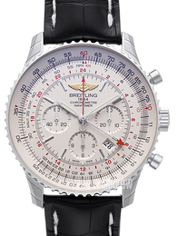 Breitling Navitimer GMT Srebrny/Skóra Ø48 mm AB044121-G783-760P-A20BA.1