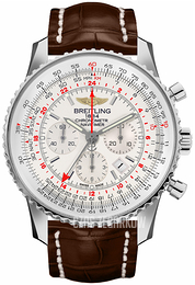 Breitling Navitimer Gmt Srebrny/Skóra Ø48 mm AB0441211G1P1