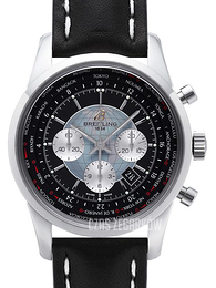 Breitling Transocean Chronograph Czarny/Skóra Ø46 mm AB0510U4-BB62-441X-A20BA.1