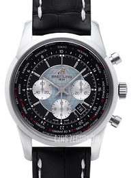Breitling Transocean Chronograph Czarny/Skóra Ø46 mm AB0510U4-BB62-760P-A20BA.1