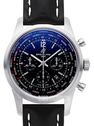 Breitling Transocean Chronograph Czarny/Skóra Ø46 mm AB0510U6-BC26-441X-A20BASA.1