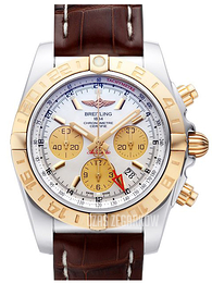 Breitling Chronomat 44 GMT Biały/Skóra Ø44 mm CB042012-A739-739P-A20BA.1