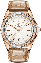 Breitling Super Chronomat Automatic 38 Biały/Skóra Ø38 mm R17356531G1P1