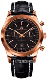 Breitling Transocean Chronograph Czarny/Skóra Ø38 mm R4131012-BC07-728P-R18BA.1