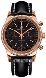 Breitling Transocean Chronograph Czarny/Skóra Ø38 mm R4131053-BC07-428X-R18BA.1