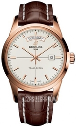 Breitling Transocean Day & Date Srebrny/Skóra Ø43 mm R4531012-G752-739P-R20BA.1