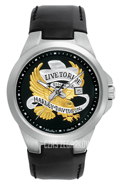 Bulova Harley-Davidson Czarny/Skóra 76B155