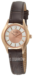 Bulova Dress Różowe złoto/Skóra Ø28 mm 97L112