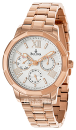 Bulova Bracelet Biały/Stal w kolorze różowego złota Ø38 mm 97N107