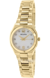 Bulova Diamond Biały/Stal w odcieniu złota Ø26 mm 97P109