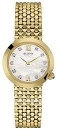 Bulova Diamond Biały/Stal w odcieniu złota Ø28 mm 97P114