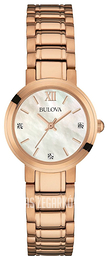 Bulova Diamond Biały/Stal w kolorze różowego złota Ø26 mm 97P115