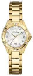 Bulova Diamond Biały/Stal w odcieniu złota Ø27 mm 97W100