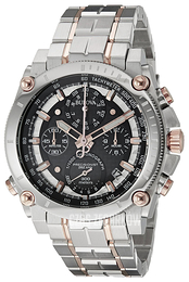 Bulova Precisionist Czarny/Stal w kolorze różowego złota Ø44 mm 98B256