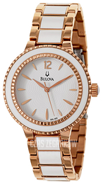 Bulova Dress Biały/Stal w kolorze różowego złota Ø39 mm 98L189