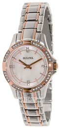 Bulova Crystal Biały/Stal w kolorze różowego złota Ø30 mm 98L209