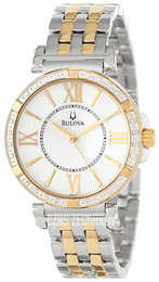 Bulova Diamond Biały/Stal w odcieniu złota Ø34 mm 98R167