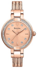 Bulova Diamond Różowe złoto/Stal w kolorze różowego złota Ø29 mm 98R179