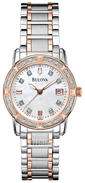 Bulova Diamond Biały/Stal w kolorze różowego złota Ø26 mm 98R199