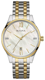 Bulova Diamond Biały/Stal w odcieniu złota Ø36 mm 98S149