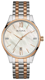 Bulova Diamond Biały/Stal w kolorze różowego złota Ø36 mm 98S150